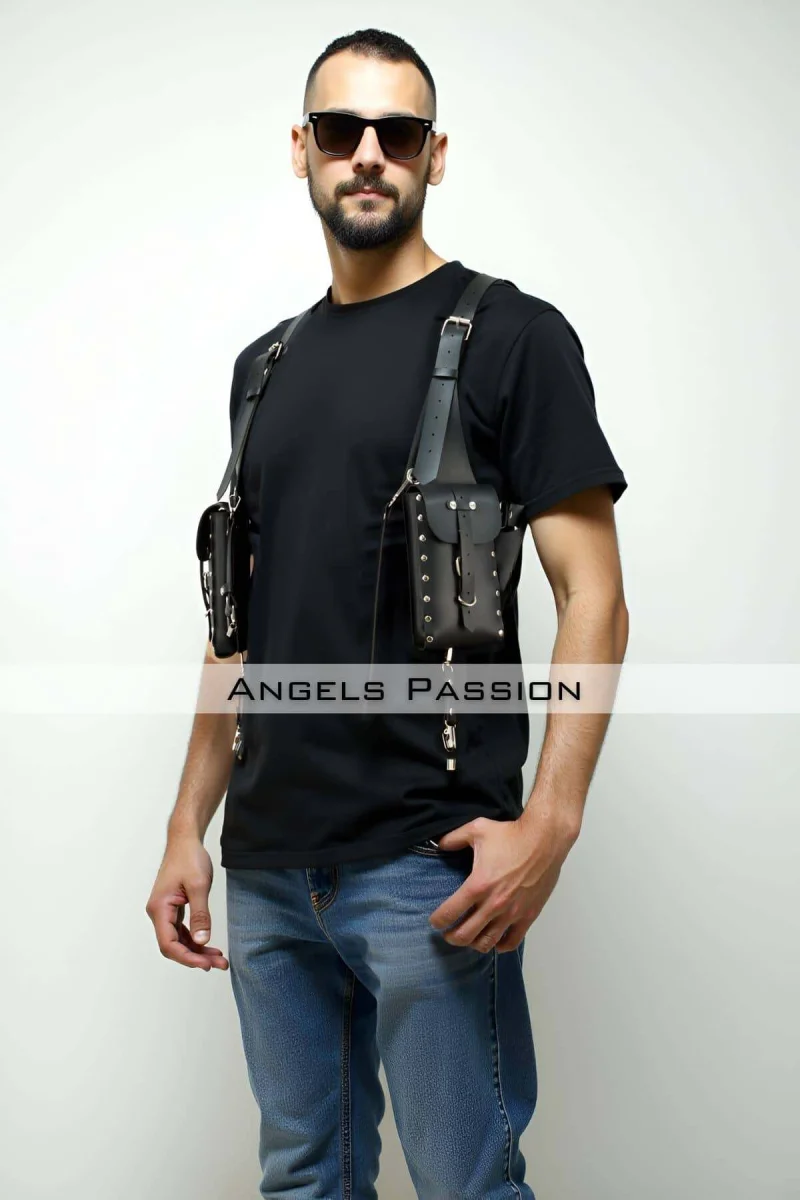 Çantalı Şık Erkek  Harness, Holster Bag, Leather Holster Bag - Brfm235