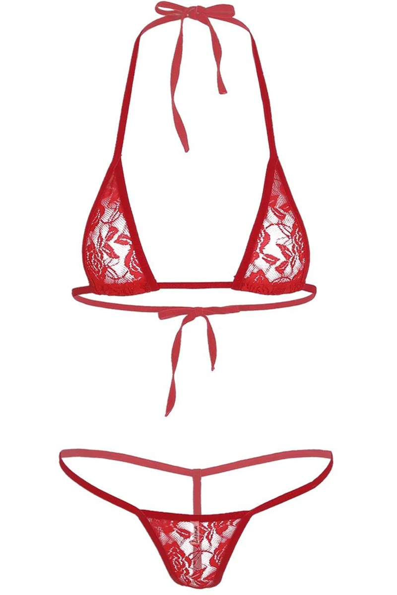 Büyük Beden Kadın Fantezi Kırmızı Sütyen String Takımı