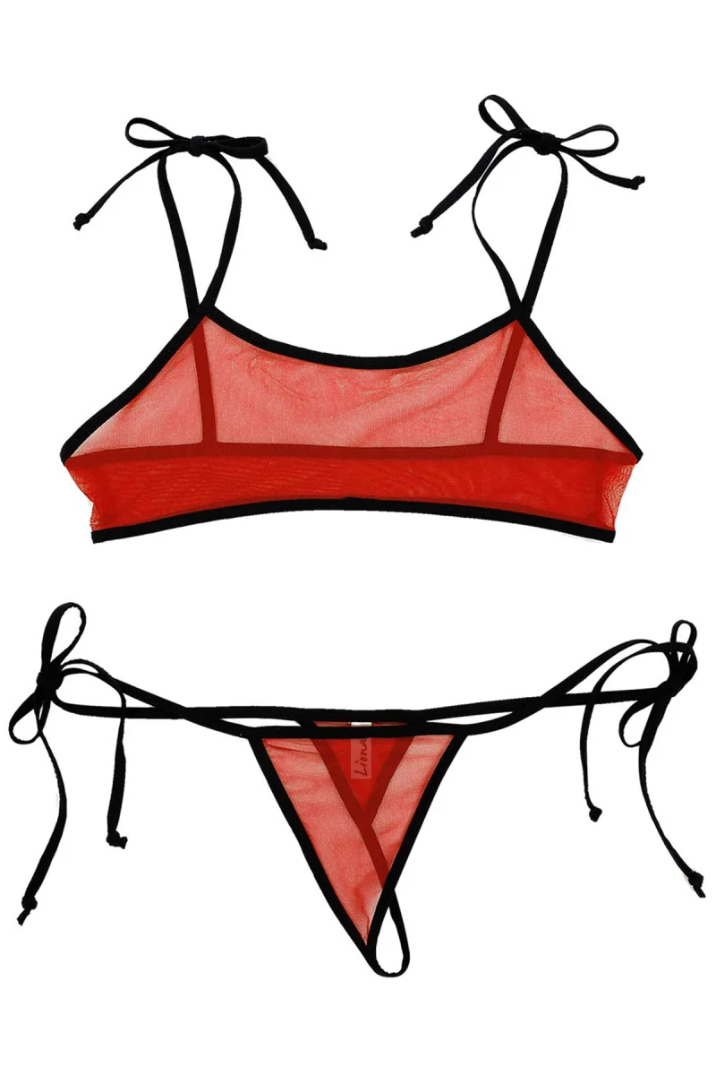 Büyük Beden Kırmızı Fantezi Sütyen String Çamaşırı Takımı