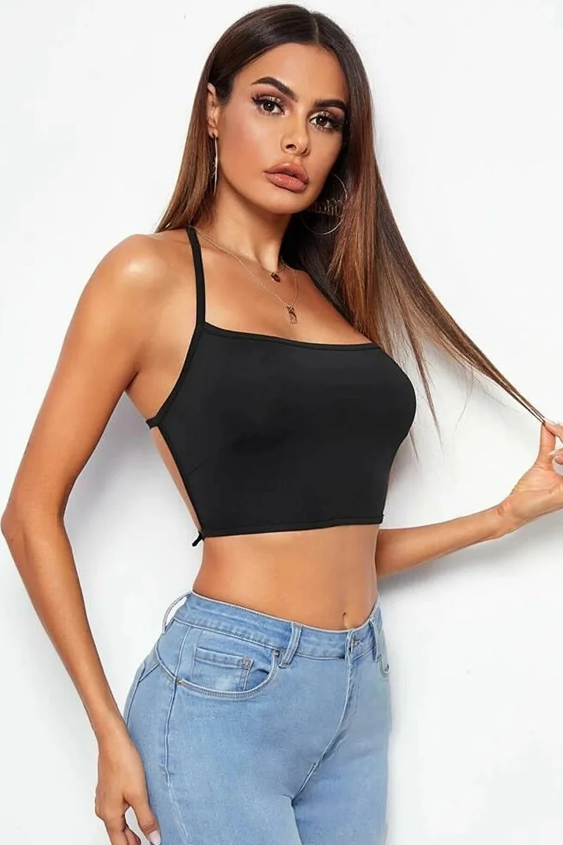 Kadın Siyah Belden Bağlamalı Şık Büstiyer