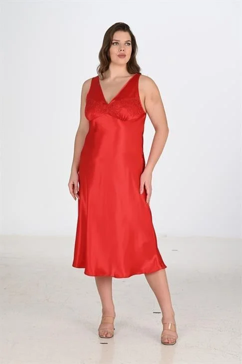 2li Kırmızı Sabahlık Takımı Bigsize 6226