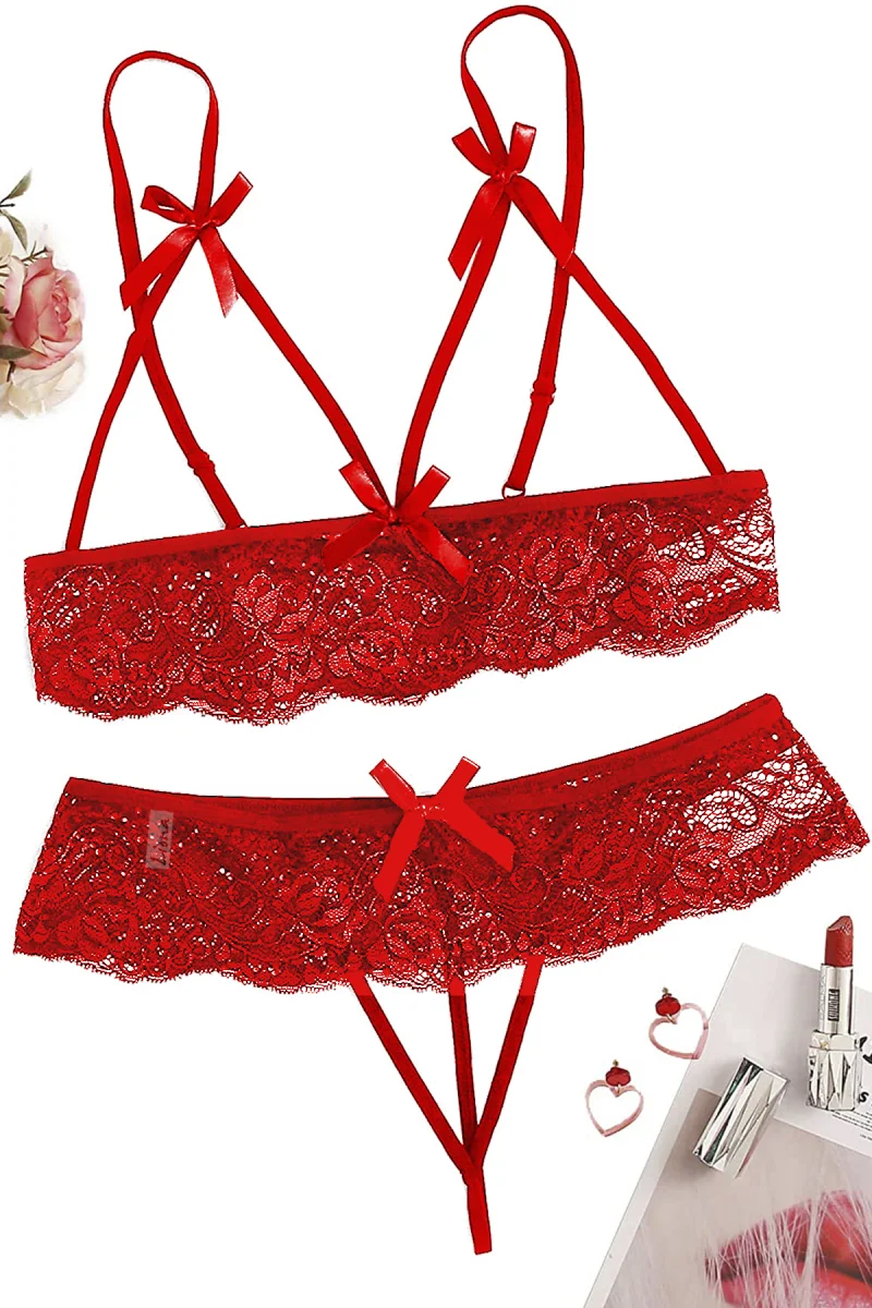 Özel Bölgesi Açık Büyük Beden Fantazi Sütyen Külot Takımı