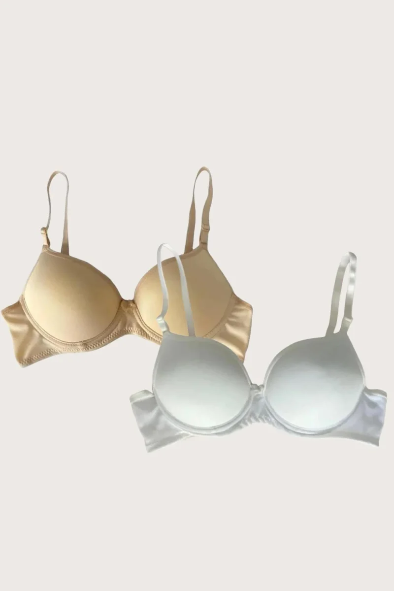 Ten-beyaz 2'li Mikro Kumaş Push Up Dolgulu Balenli Günlük Destekli Sütyen