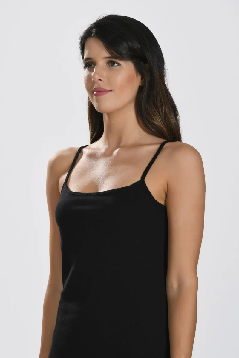 İp Askılı Siyah Ribana Atlet