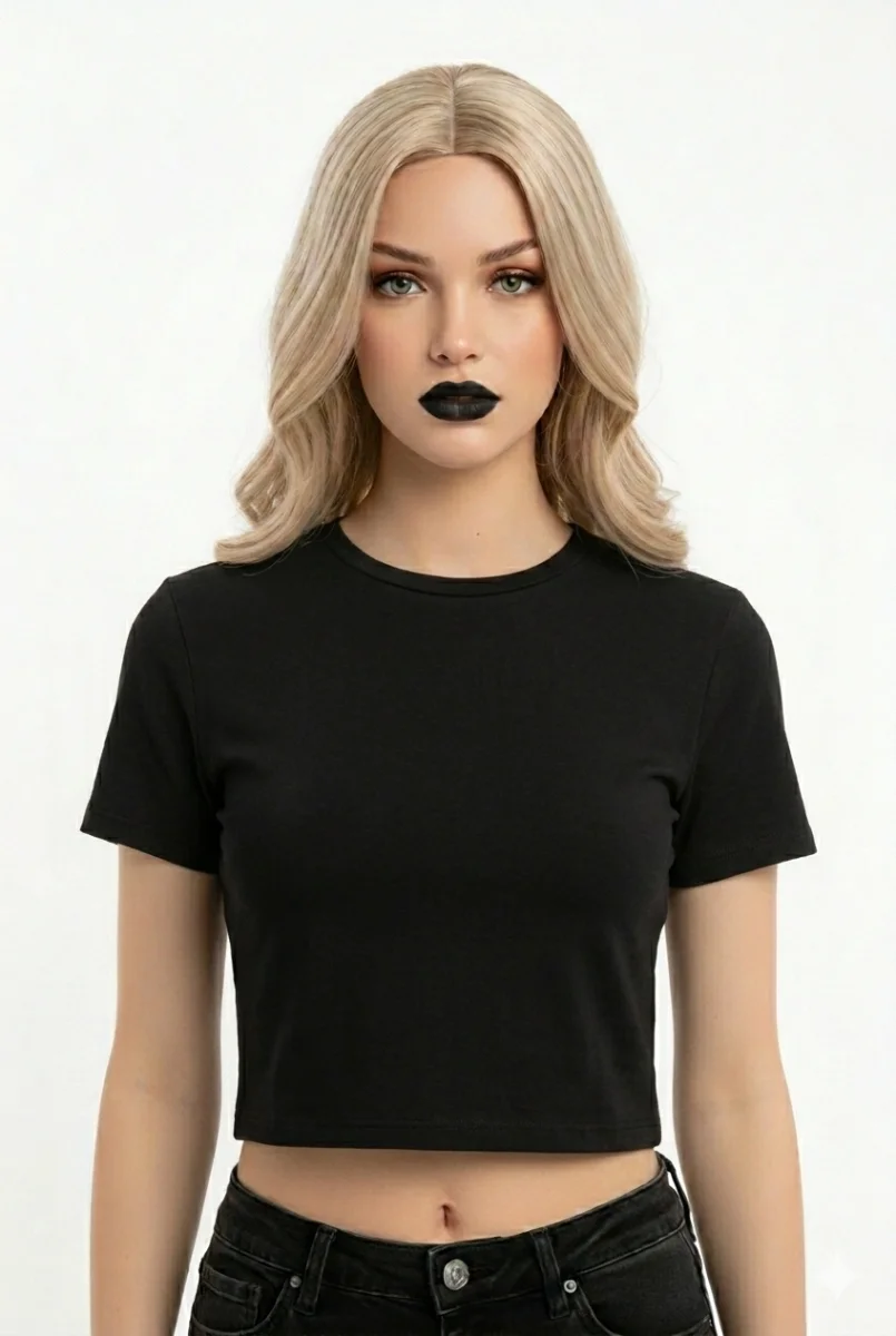 Crop Kısakollu Body Siyah Renk