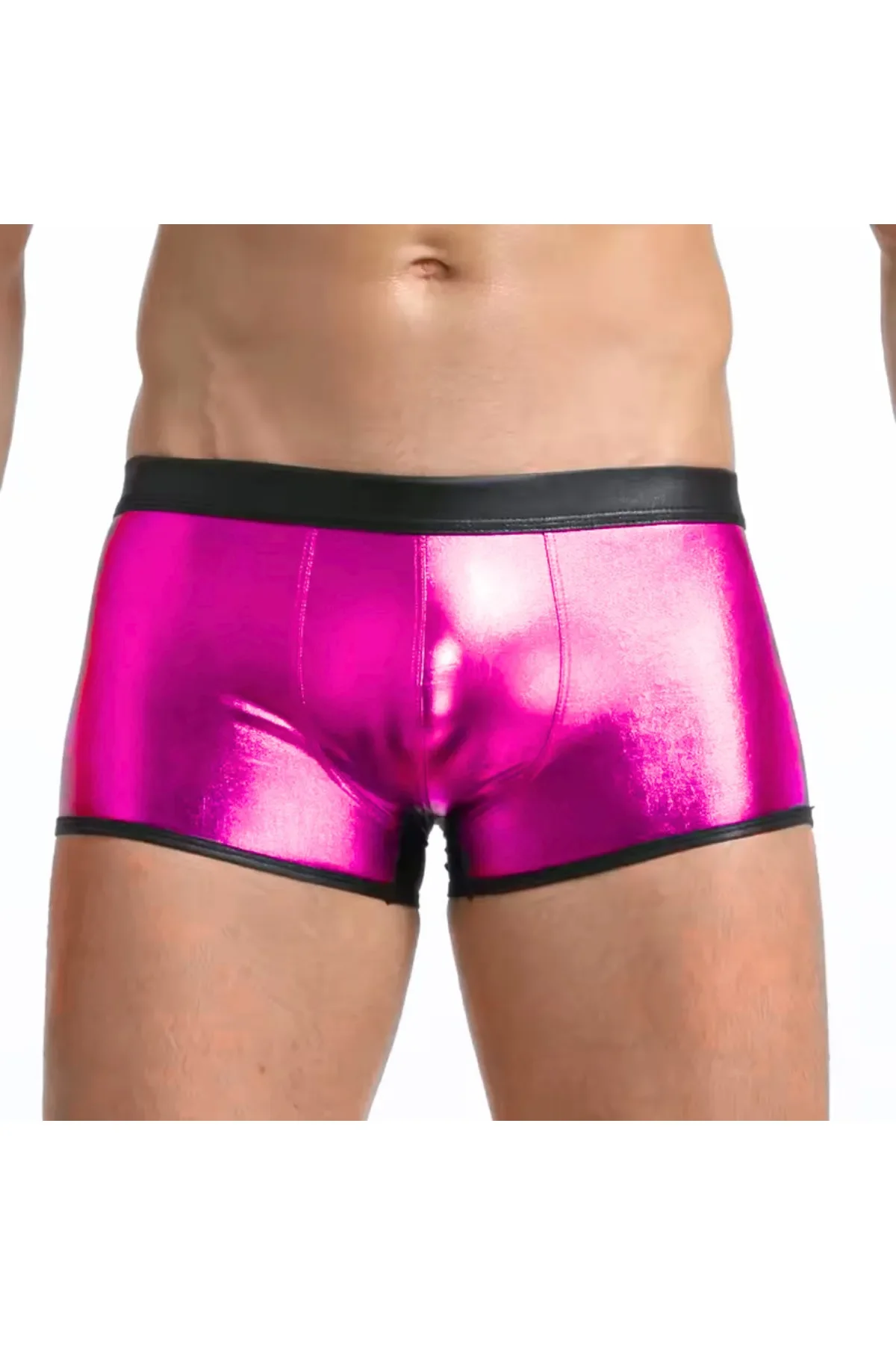 Fantezi Deri Görünümlü Pembe Erkek Boxer - Fantezi Tanga