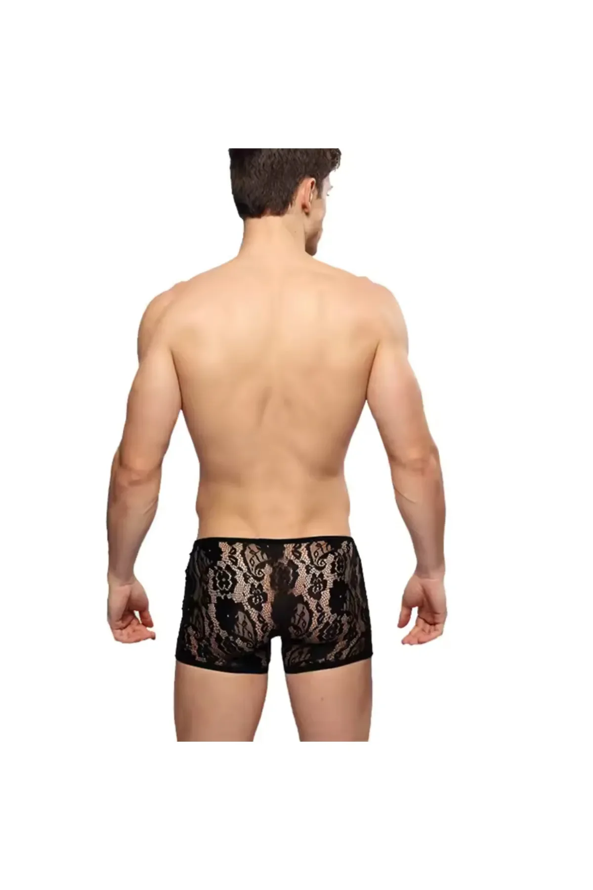 Fantezi Dantelli Seksi Siyah Erkek Boxer - Seksi Erkek İç Çamaşırı