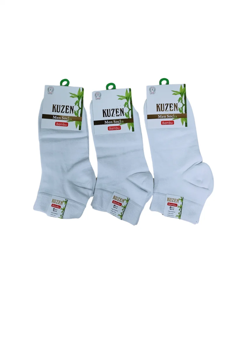 Kuzen Dikişsiz Yarım Konç Beyaz Bambu Erkek Çorap 12 Adet
