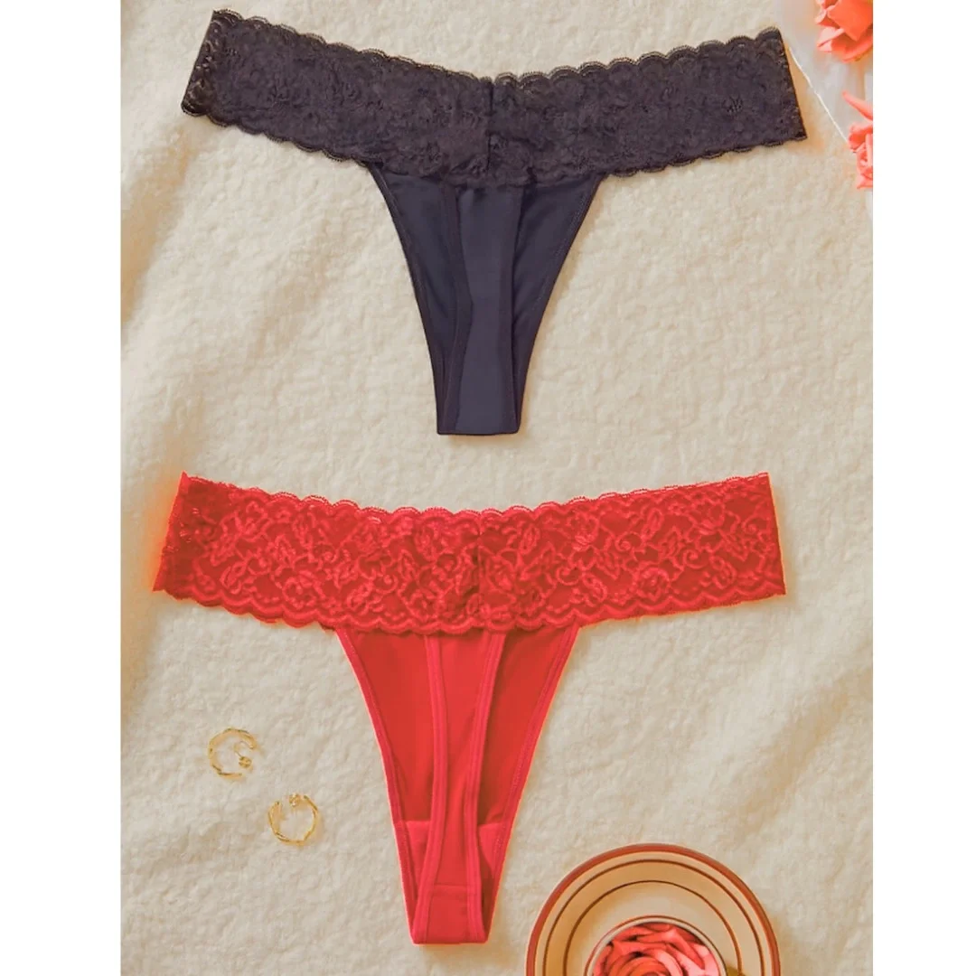 Kadın 2'li Dantelli Seksi Tanga