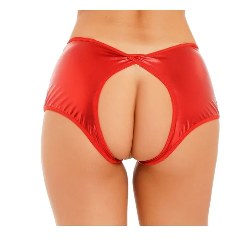 Fantezi Kırmızı Özel Bölgeleri Açık Parlak Külot