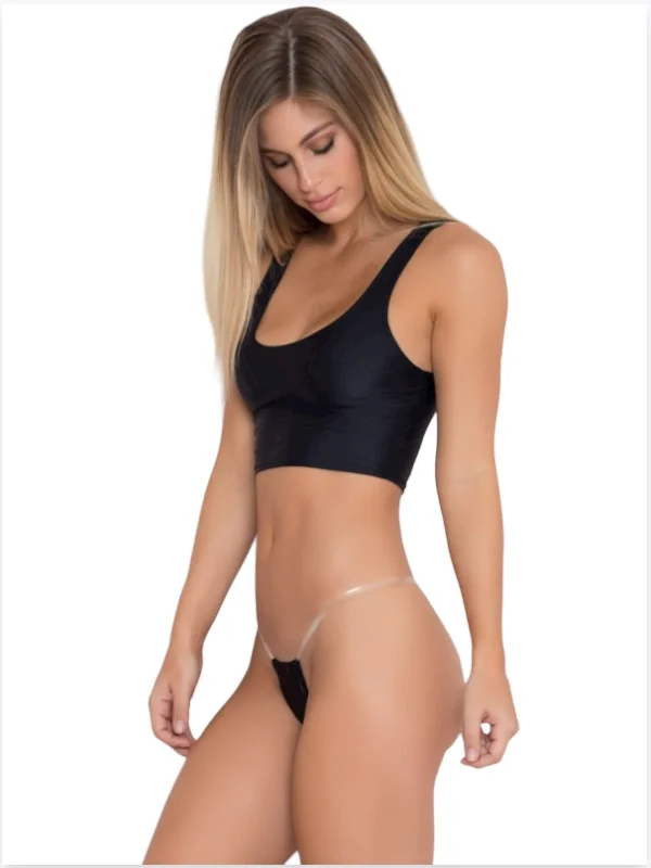 Fantezi Şefaf Lastikli Siyah Tanga