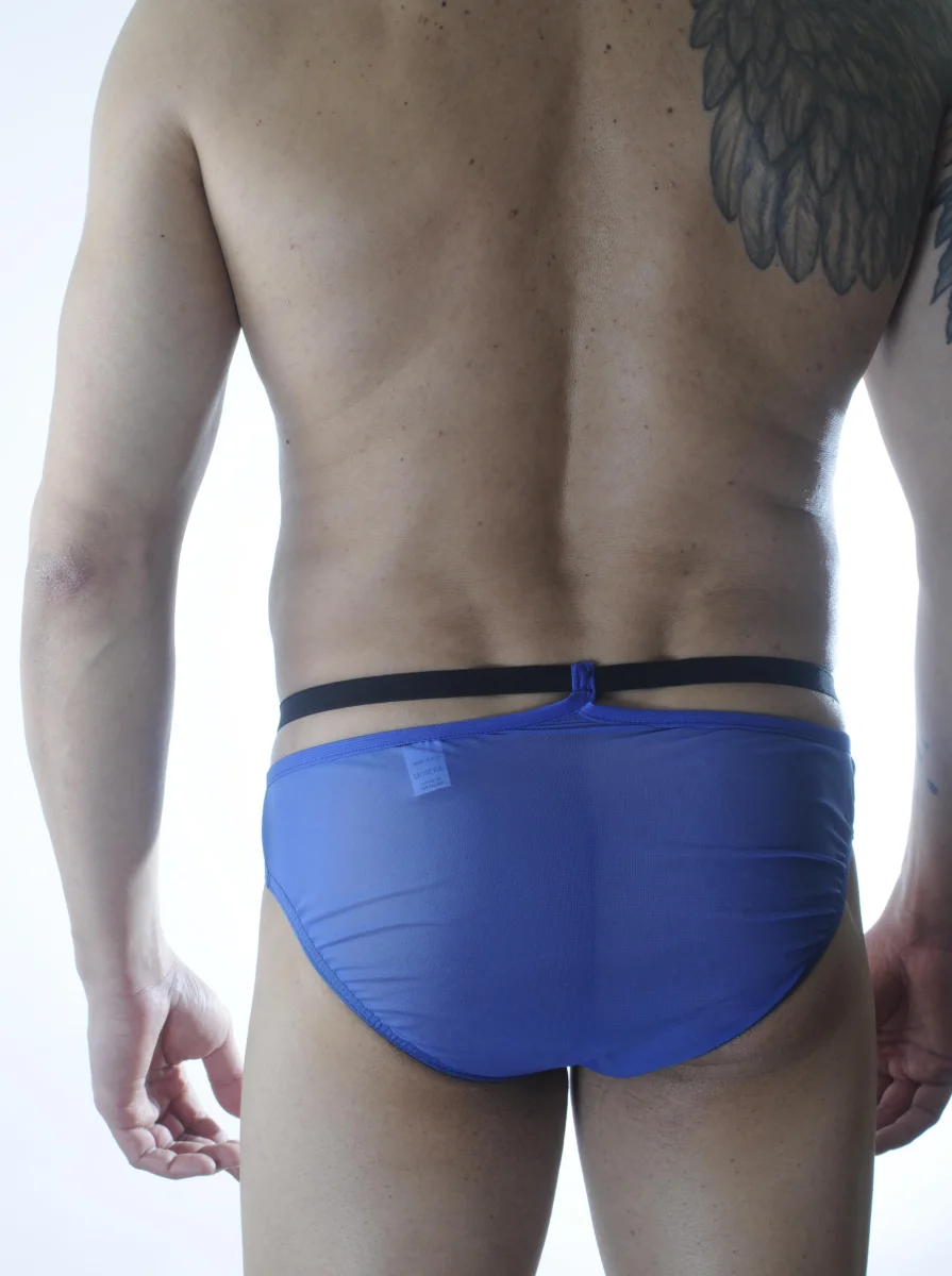 Erkek Mavi Tül Fantezi Slip İç Çamaşırı