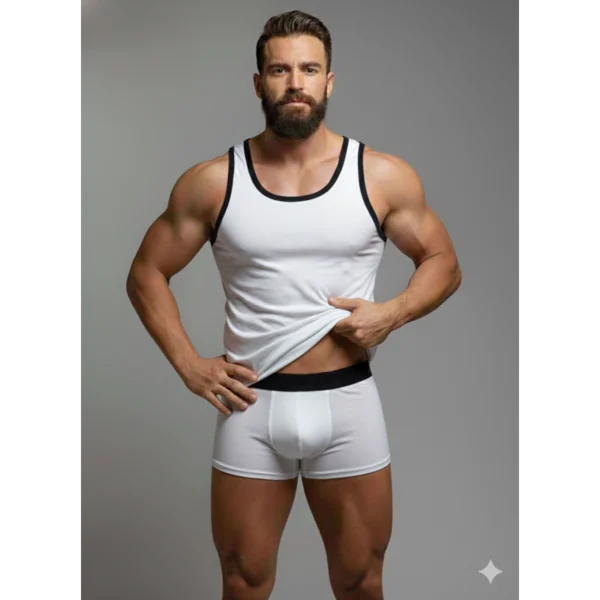 Erkek Beyaz Tank Top Boxer Takım