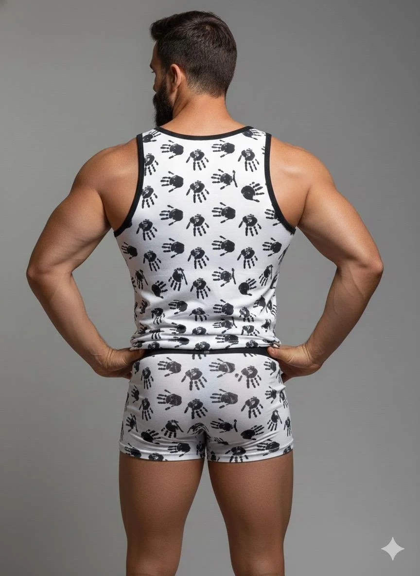 Erkek Desenli Tank Top Boxer Takım