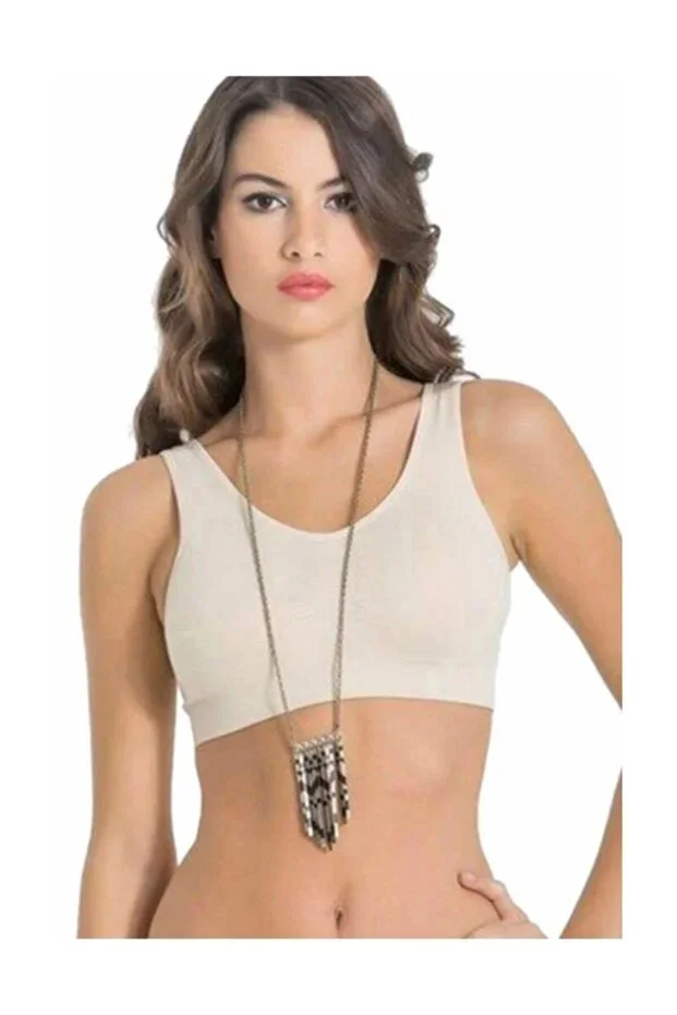 Kadın Gri Kalın Askılı Çıkarılabilir Pedli Örme Seamless Dikişsiz Basic Büstiyer