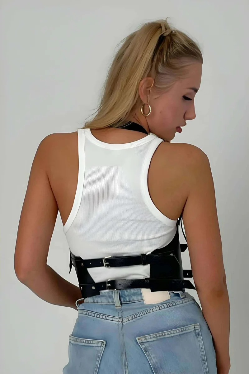 Korse Harness, Deri Göğüs Kemer Harness, Deri Büstiyer - Brf605