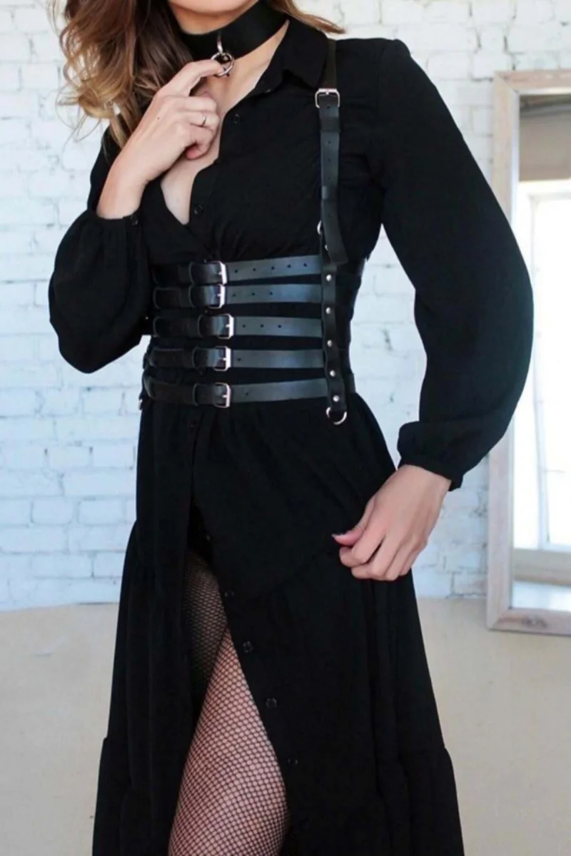 5 Sıralı Deri Kemer Ve Choker Takım - Brf609