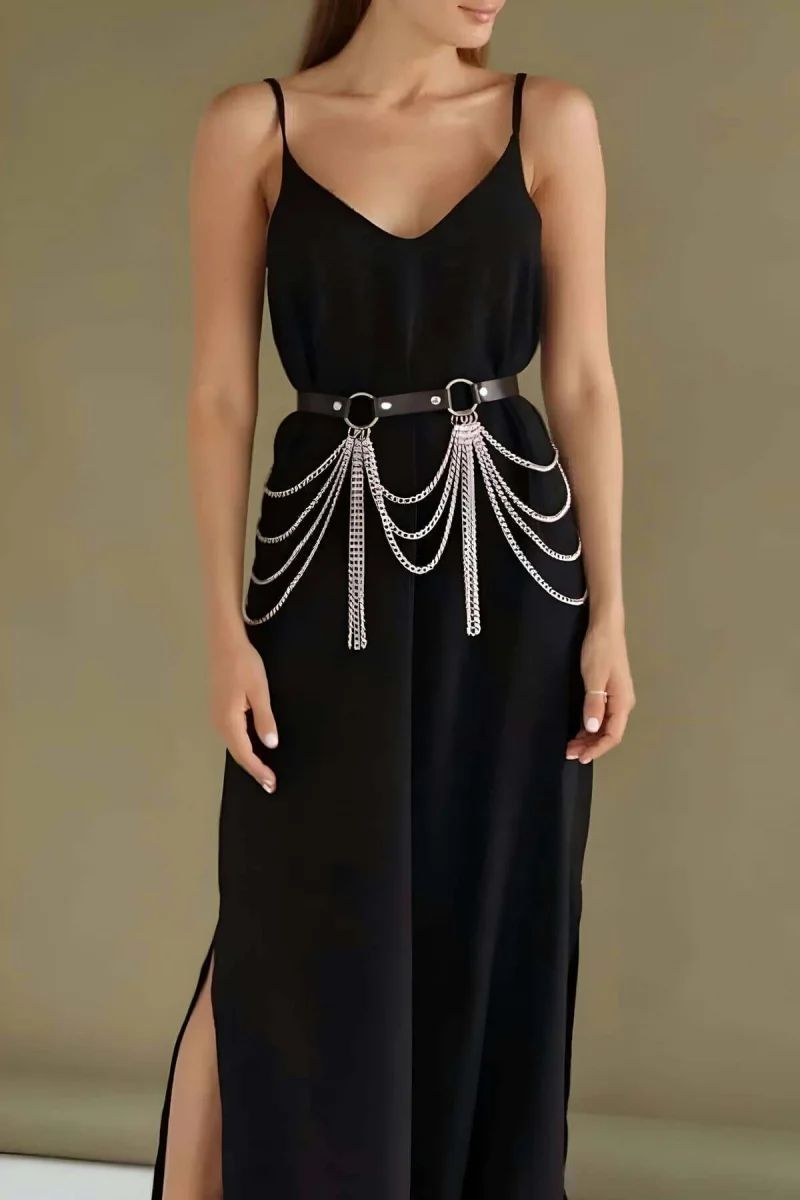 Zincirli Ayarlanabilir Şık Deri Kemer Harness - Brf729