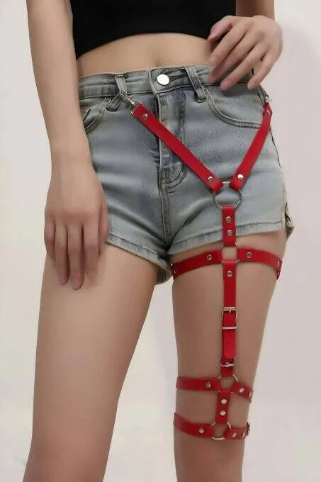 Şık Deri Tek Bacaklı Jartiyer Harness - Brf942