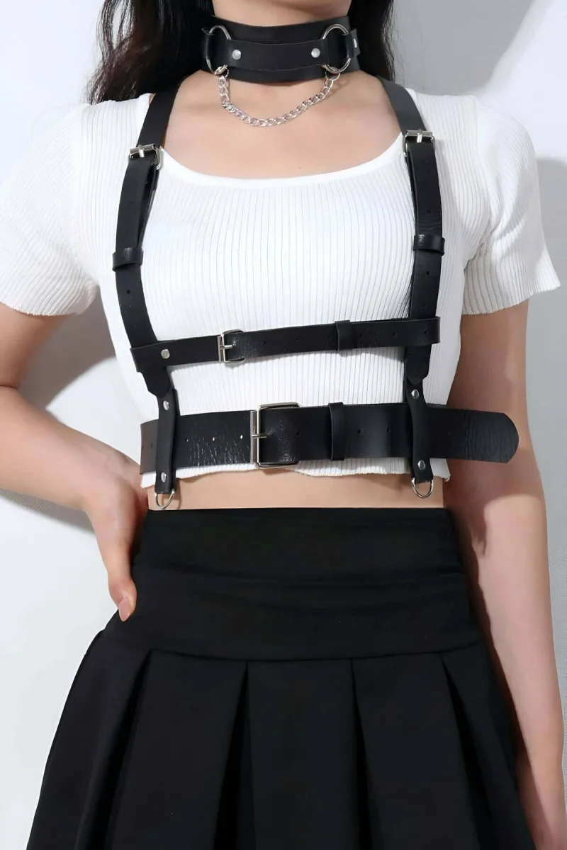 Deri Göğüs Harness Ve Choker-tasma Takım - Brf959