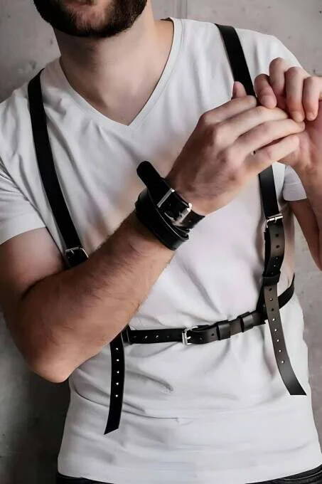 Erkrk Seksi Deri Göğüs Harness - Brfm126