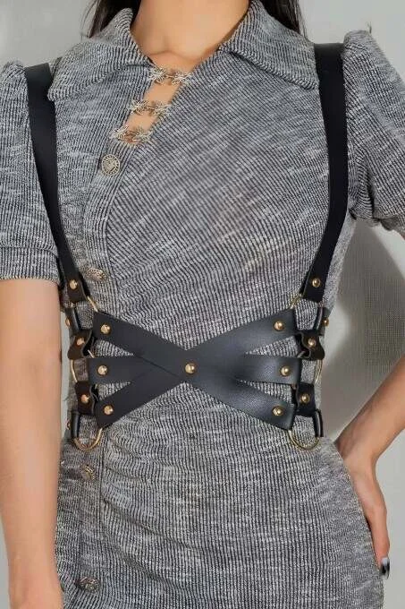 Seksi Deri Döğüs Harness - Brf1186