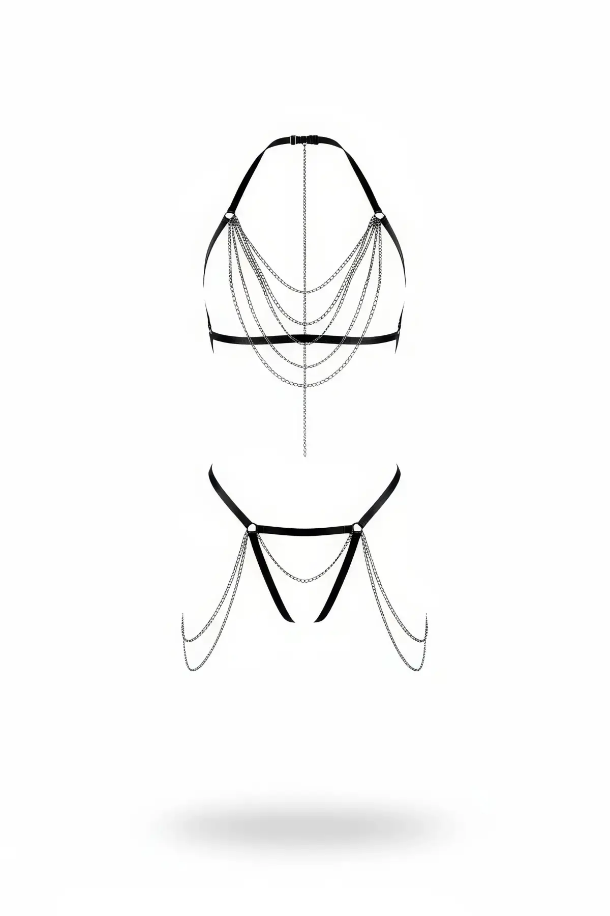 Siyah Harness Takım Çok Katmanlı Zincir Detaylı - Brf1065