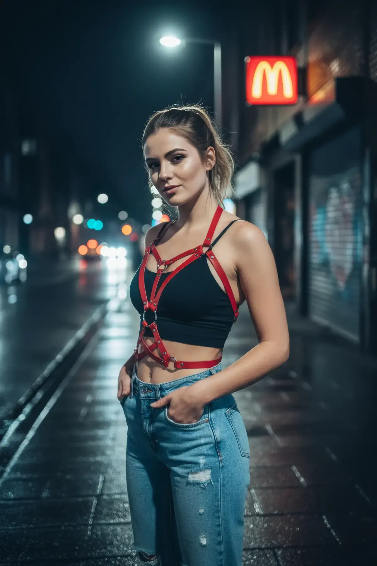 Kırmızı Kadın Kemer Halka Detaylı Vücut Kemer - Brf107