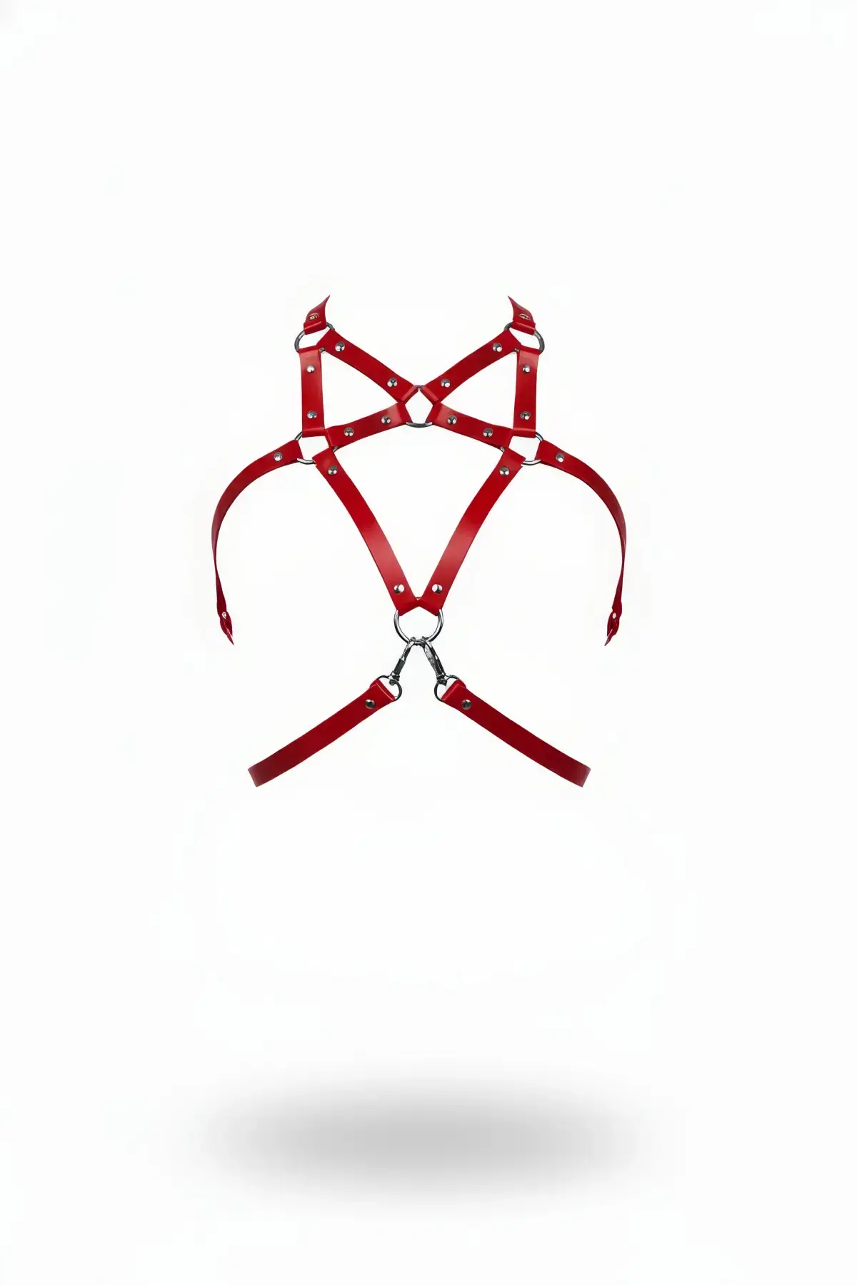 Kırmızı Kadın Kemer Deri Metal Halka Detaylı Gövde Aksesuarı - Brf108