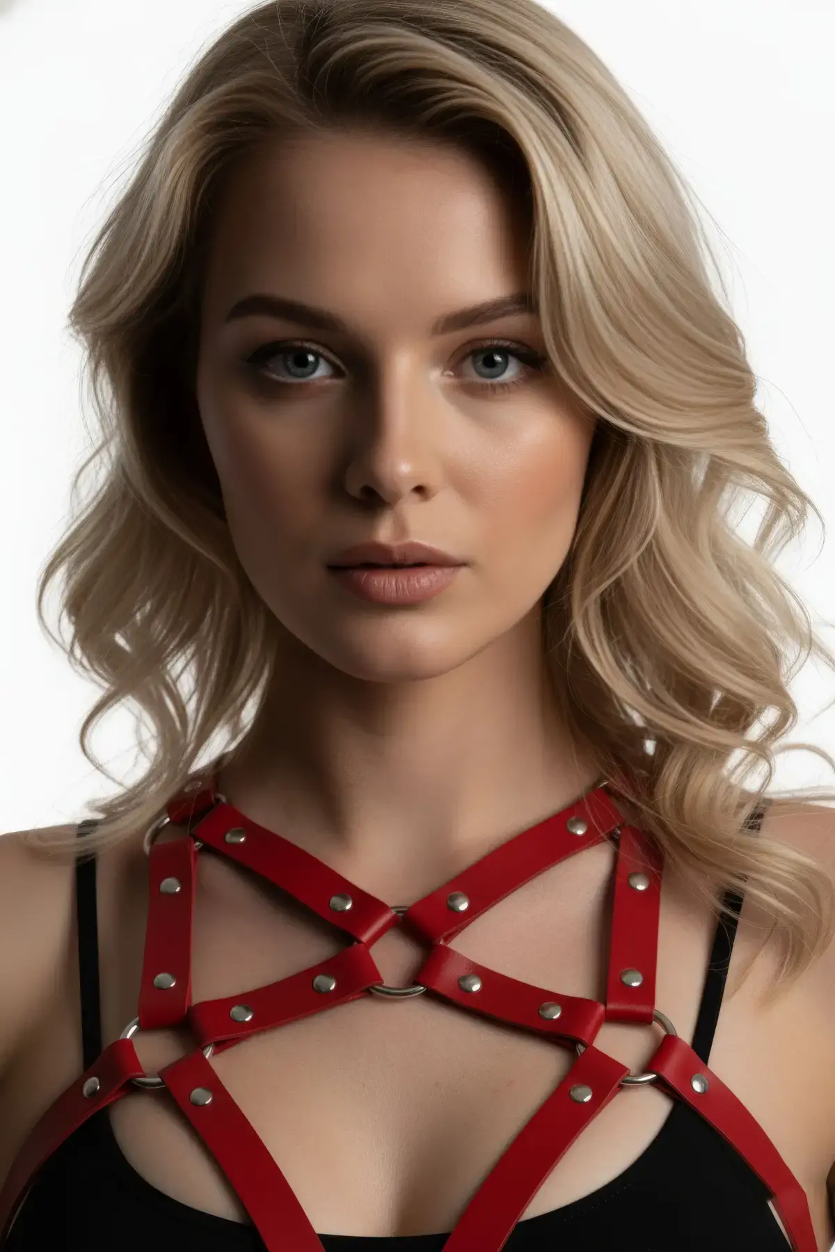 Kırmızı Kadın Kemer Vücut Aksesuarı Çapraz Tokalı - Brf108