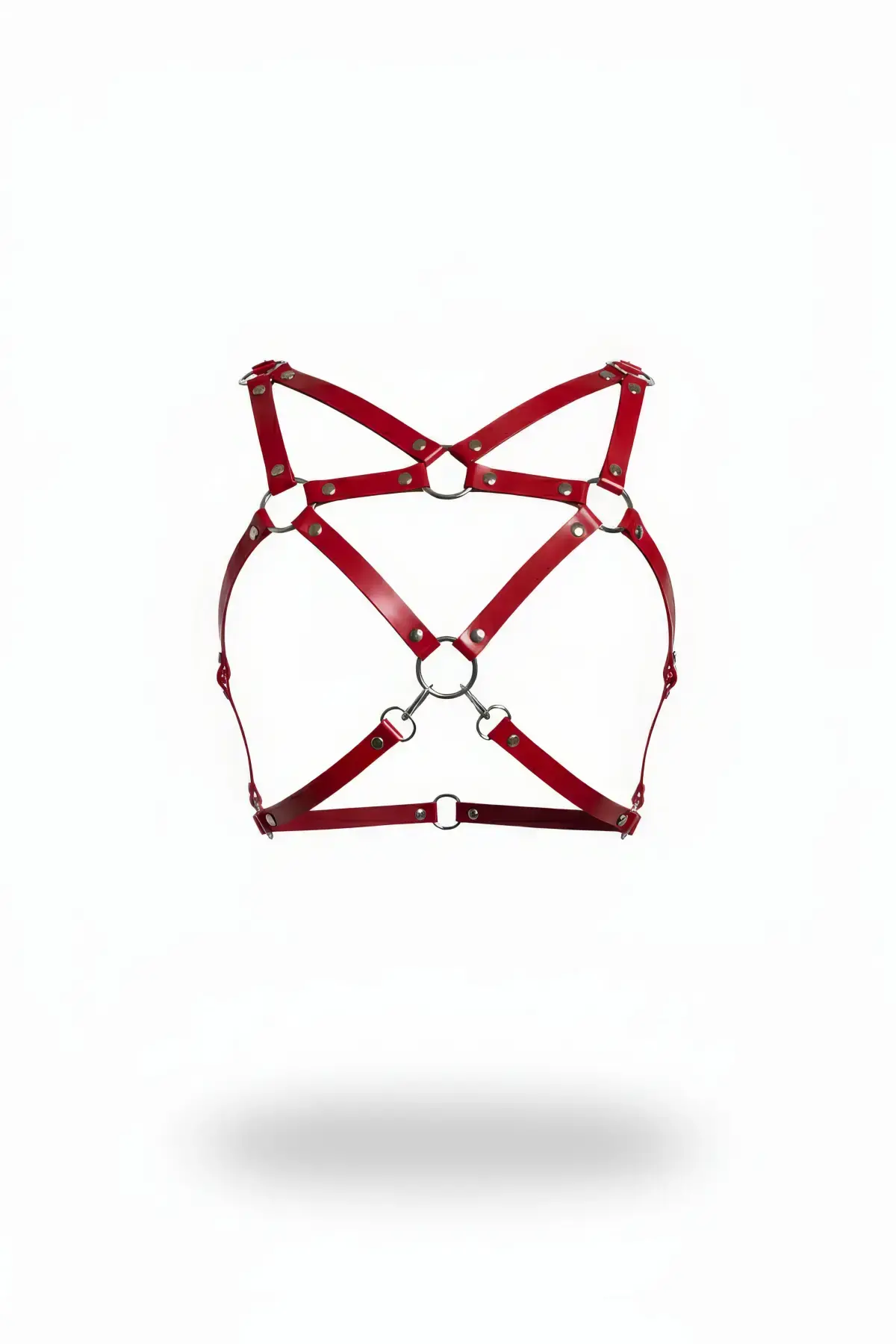 Kırmızı Kadın Kemer Deri Çapraz Bantlı Vücut Aksesuarı - Brf109