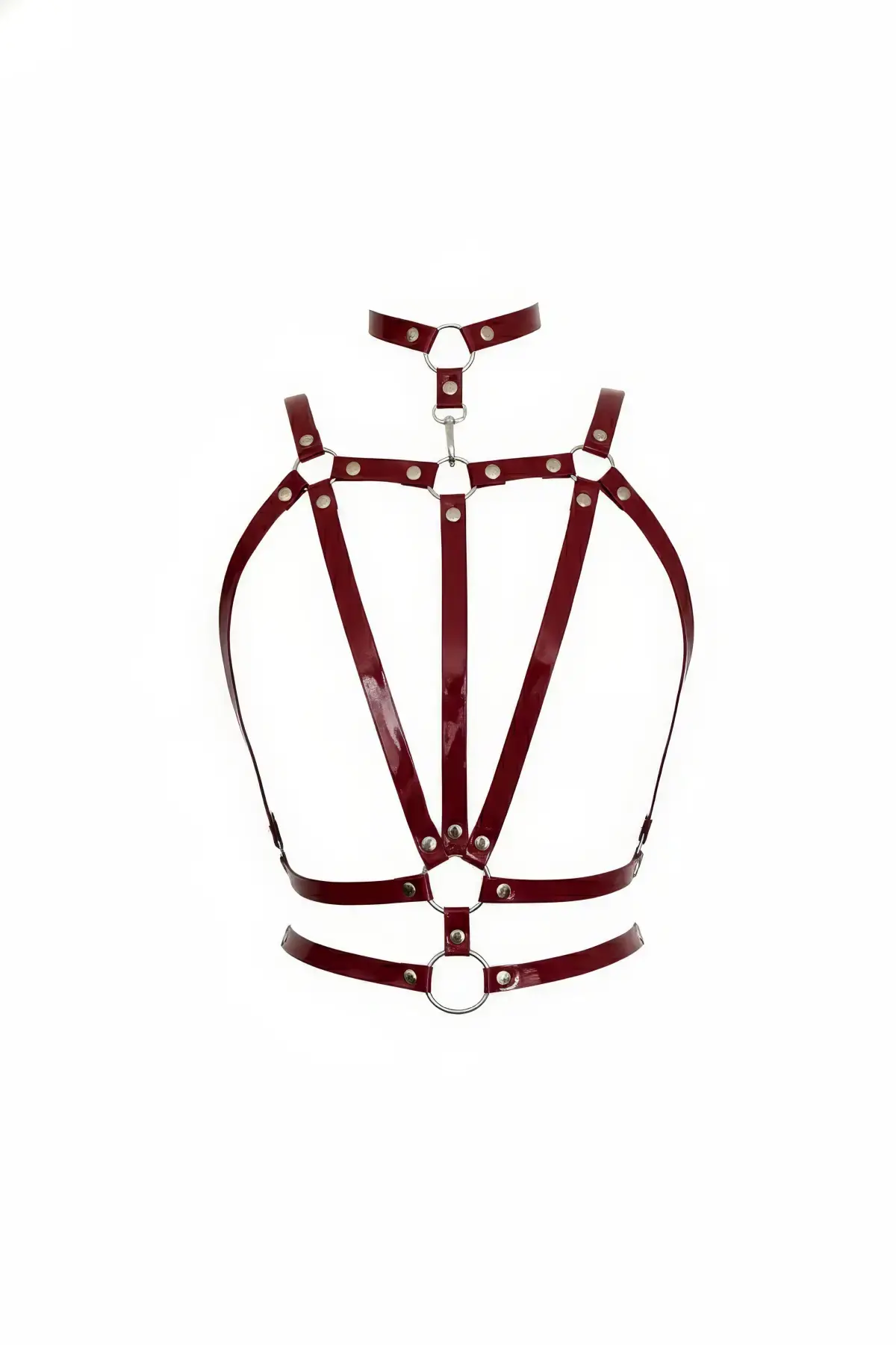 Bordo Kadın Kemer Rugan Parlak Çok Bantlı Vücut Aksesuarı - Brf115