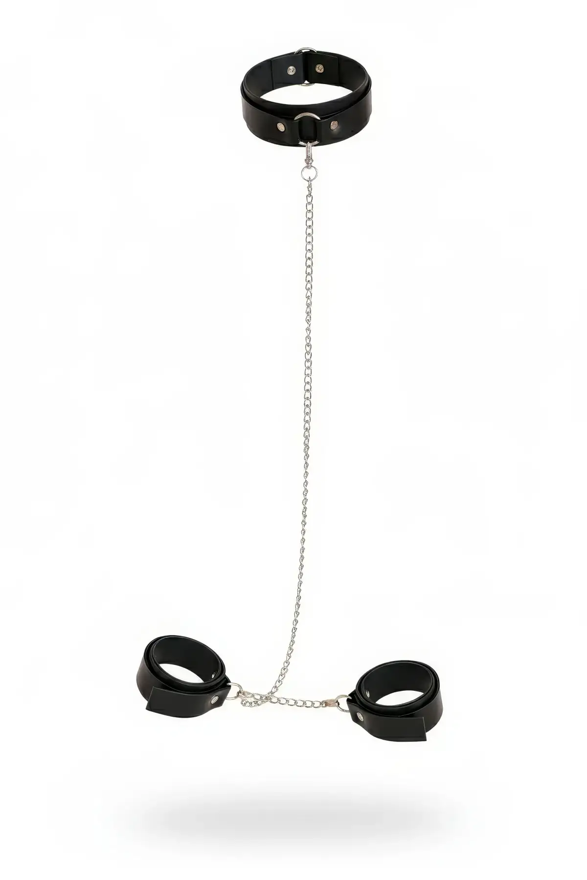 Siyah Seksi Aksesuar Deri Boyunluklu Zincirli Kelepçe Seti - Brf1247