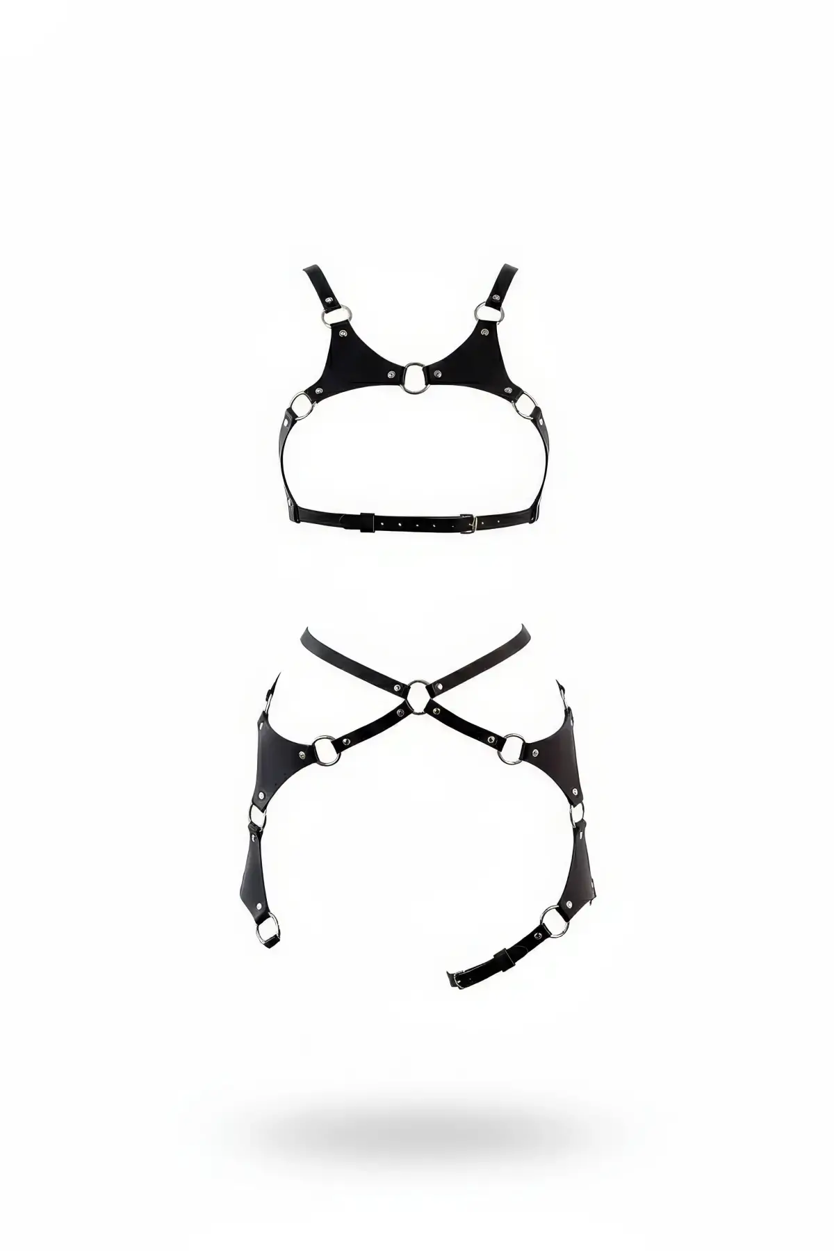 Siyah Harness Takım Deri O-halkalı Ayarlanabilir - Brf1253