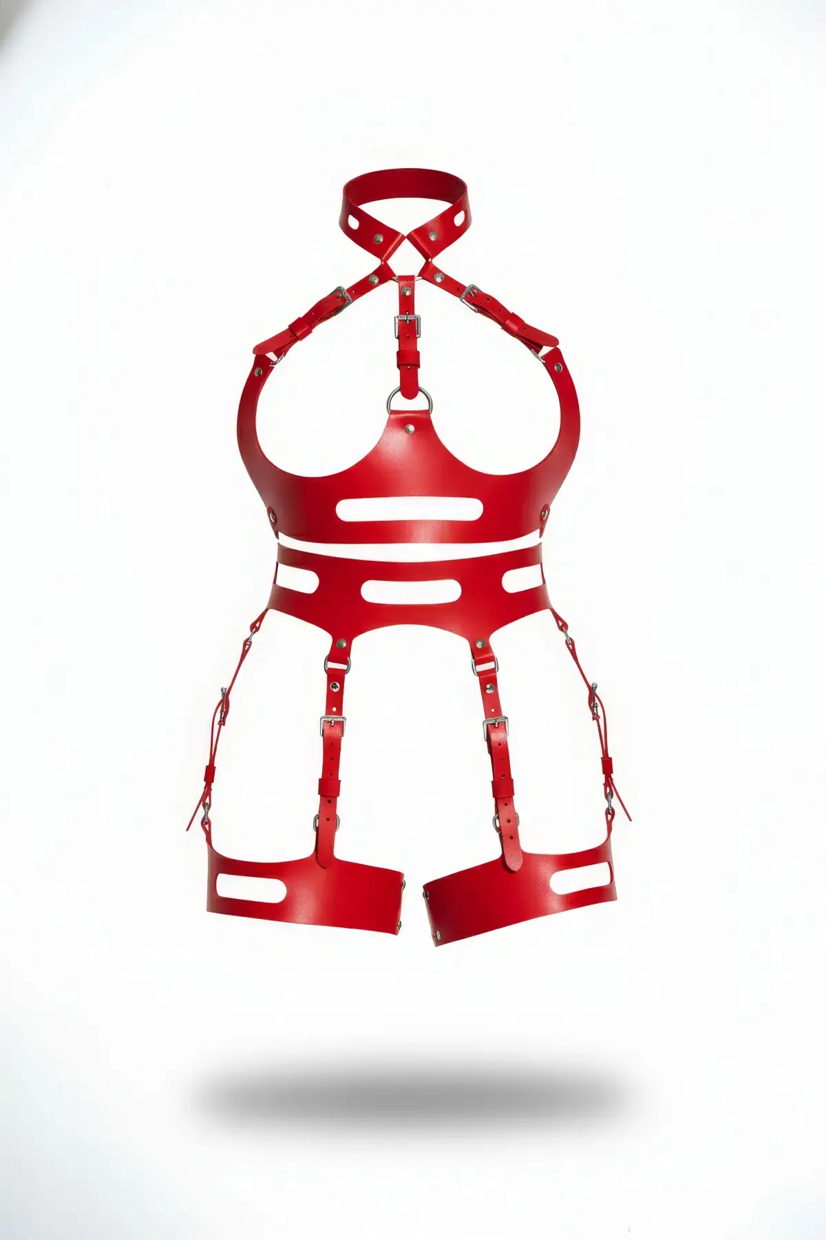 Kırmızı Jartiyer Harness Deri Ayarlanabilir Tokalı Vücut Kemerleri - Brf1302