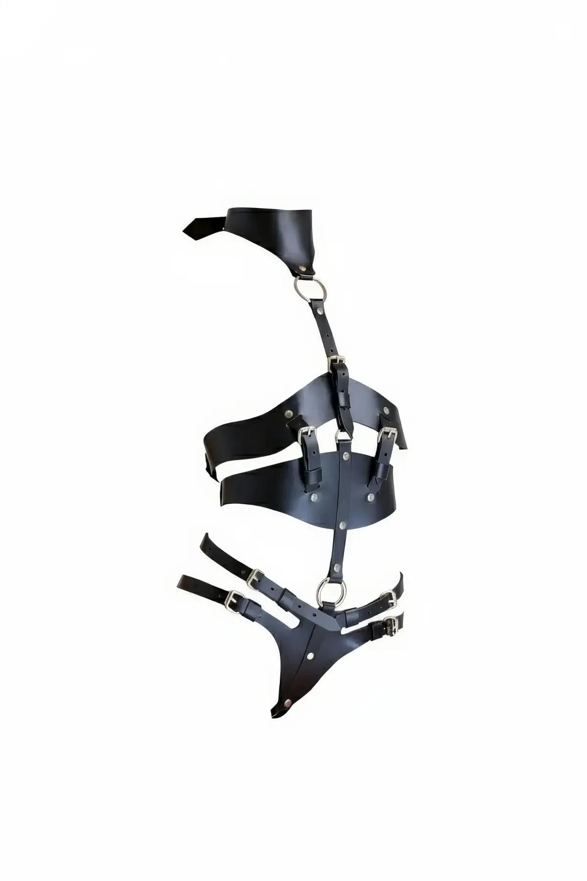Siyah Harness Takım Ayarlanabilir Tokalı Deri Vücut Korse - Brf1321