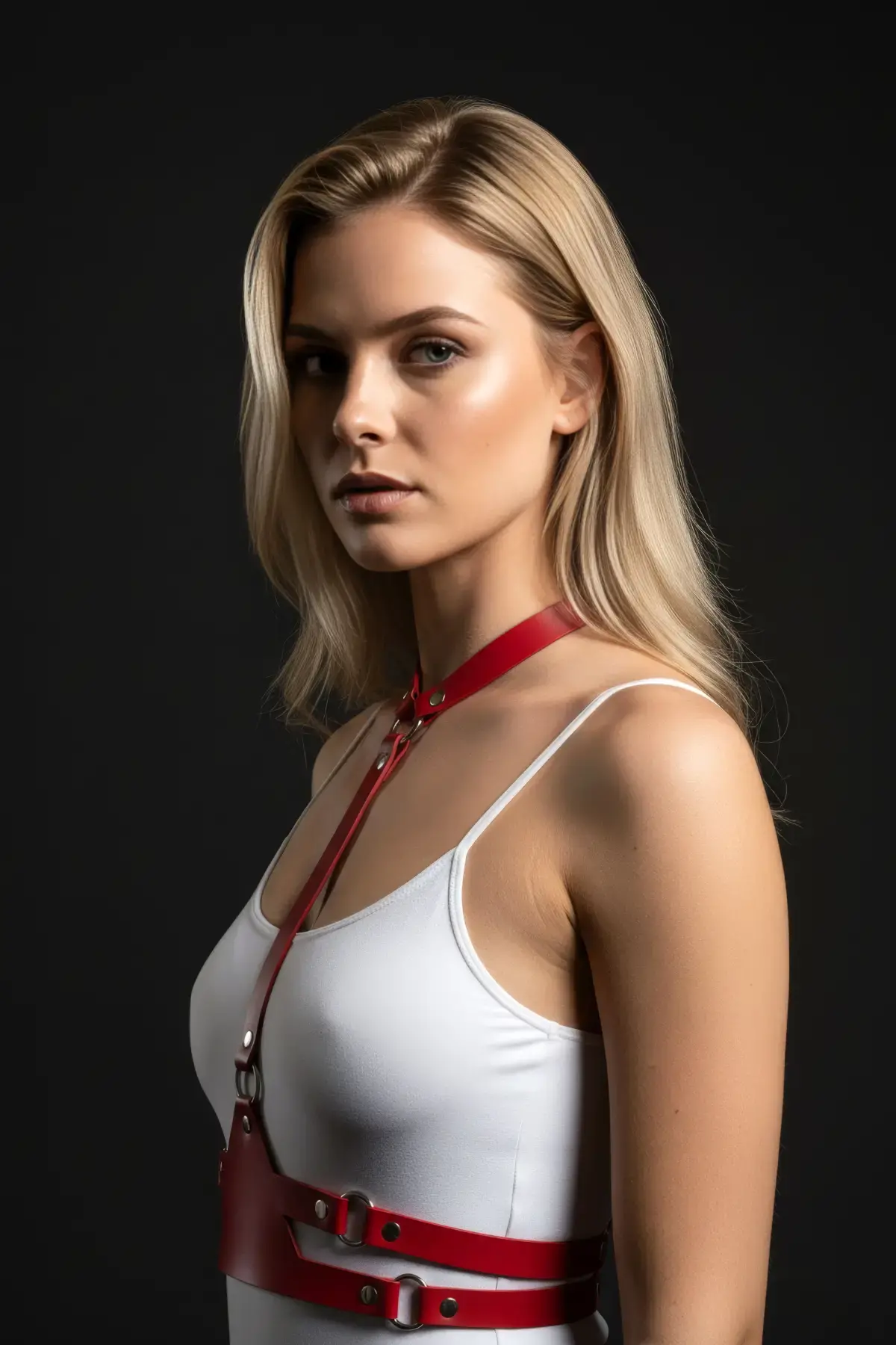 Kırmızı Kadın Kemer Deri Vücut Aksesuarı - Brf17