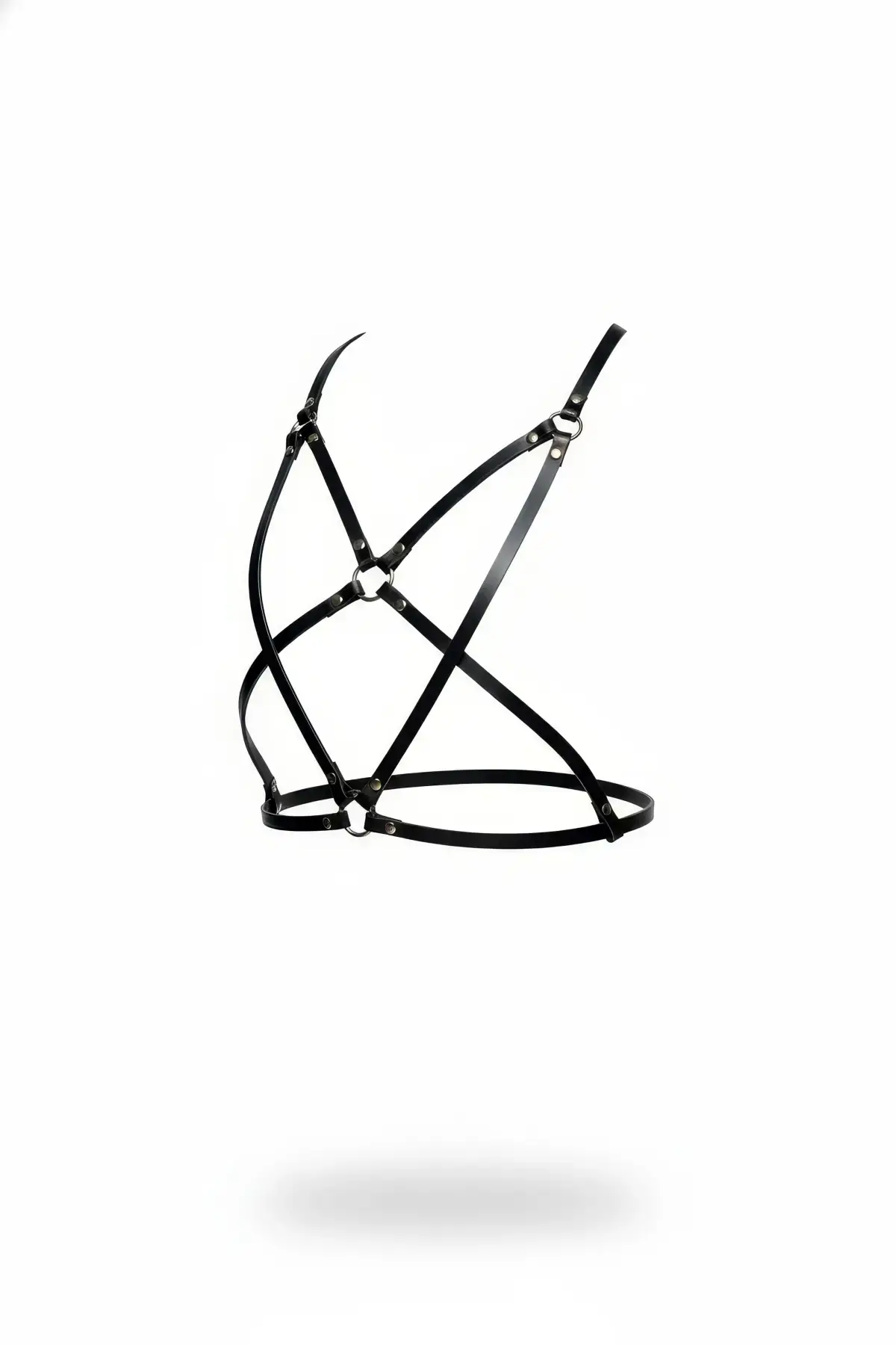 Siyah Göğüs Harness Deri Ayarlanabilir Metal Halkalı - Brf181