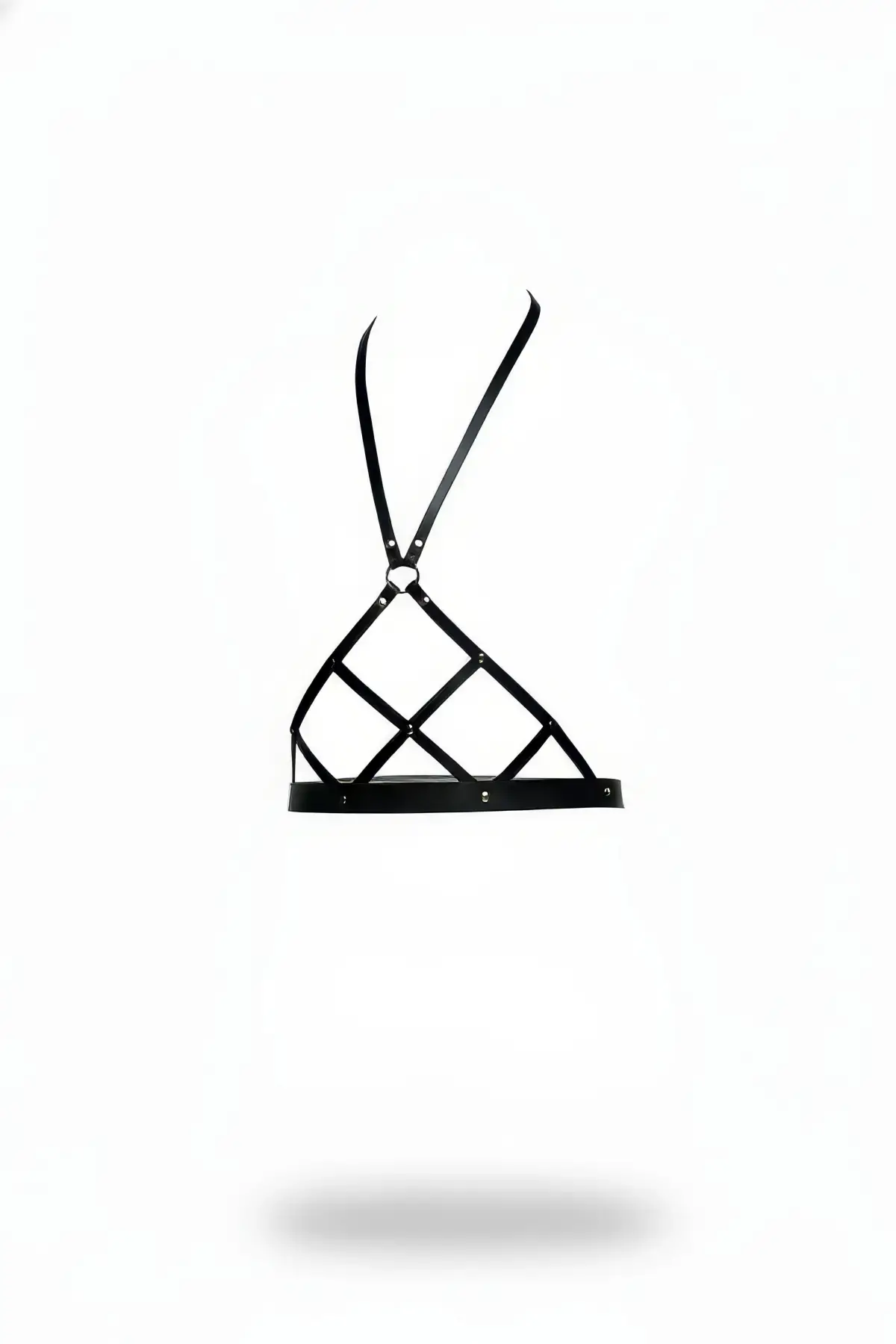 Siyah Kadın Kemer Deri Çapraz Şeritli Vücut Aksesuarı - Brf187