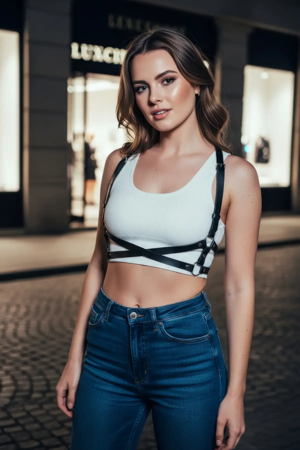 Siyah Kadın Kemer Suni Deri Çapraz Vücut Aksesuarı - Brf204