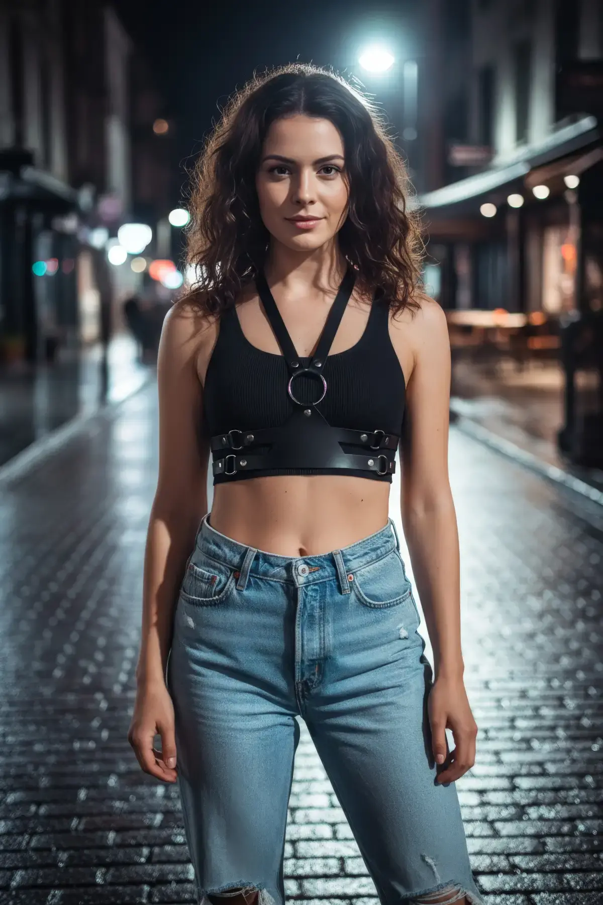 Siyah Kadın Kemer Deri O Halka Detaylı Harness - Brf20