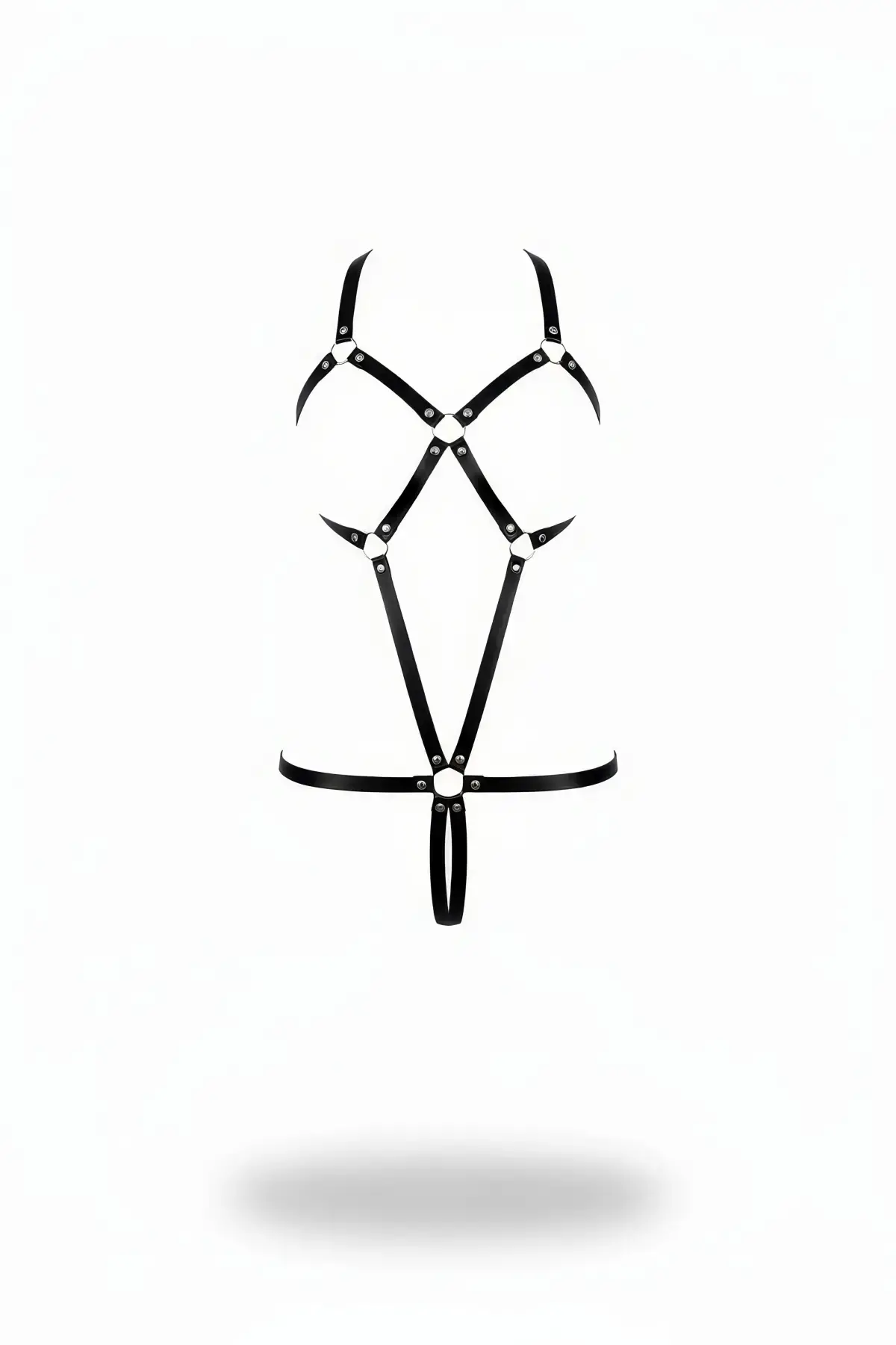 Siyah Body Harness Metal Halkalı Çapraz Vücut Kuşamı - Brf240