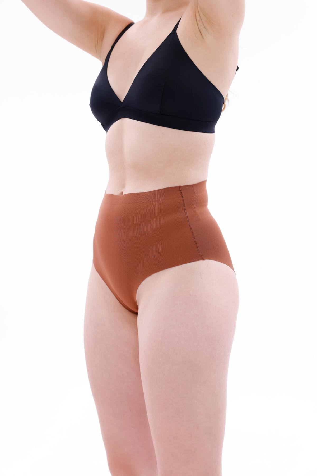 Kahverengi Mı  2704 Lazer Kesim Yüksek Bel Hayalet Külot