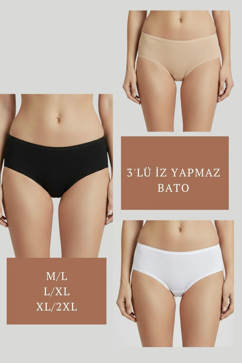 3lü Set Külot-siyah-beyaz-ten Dor2851